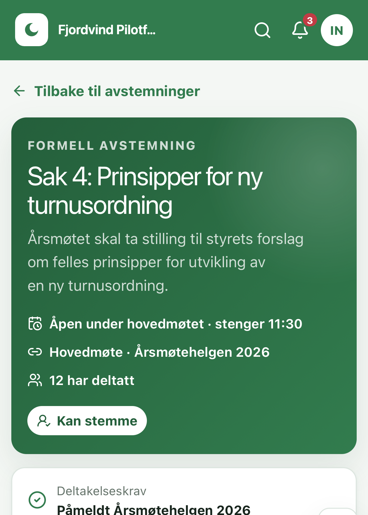 Formal ballot on mobile